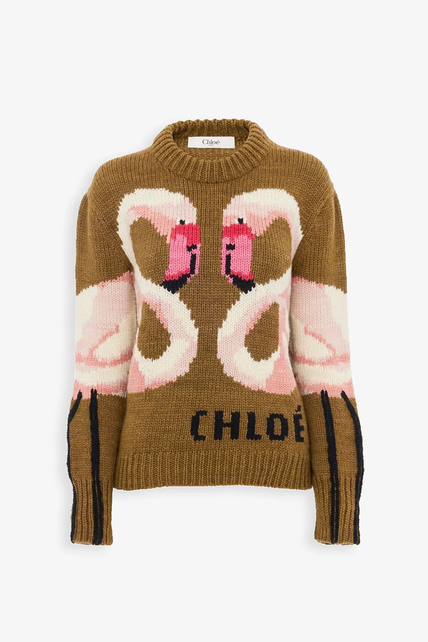  Chloé Flamingo Knitted Wool Sweater 