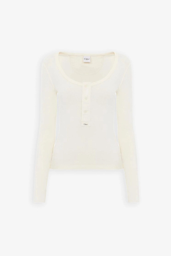  Chloé Iconic White Henley Top 