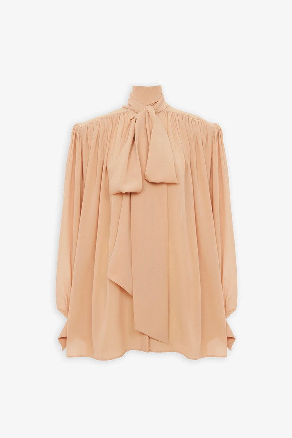  Chloé Oversized Gathered Lavalliere Blouse 