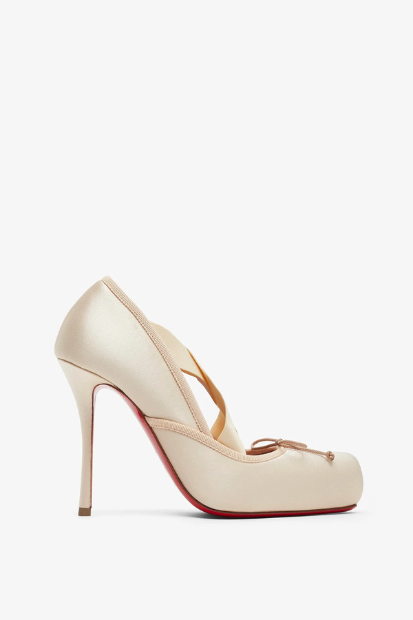  Christian Louboutin Cassiastic 100 Blush Satin Pumps 