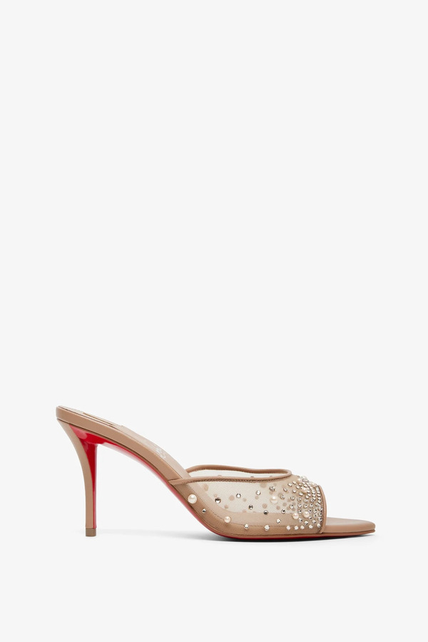  Christian Louboutin Miss Z 80 Beige Strass Mules 
