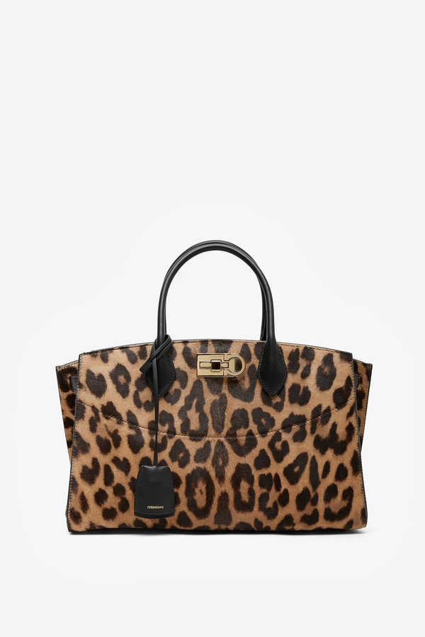  Ferragamo The New Studio Leopard Bag 