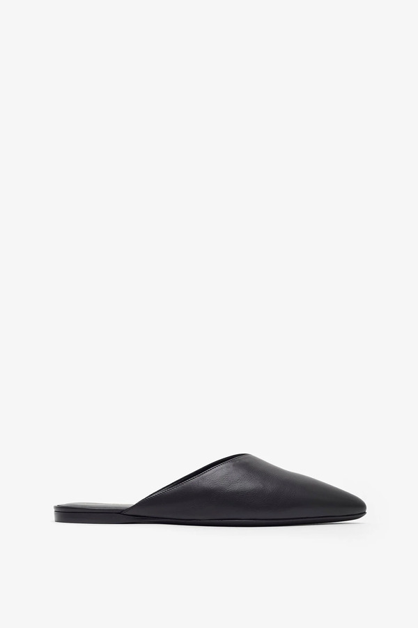  Herbert Levine Homebody Soft Black Leather Slide Sandals 