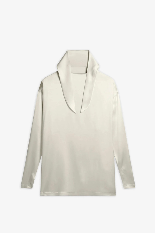  Phoebe Philo Liquid Cream Knot Collar Top 