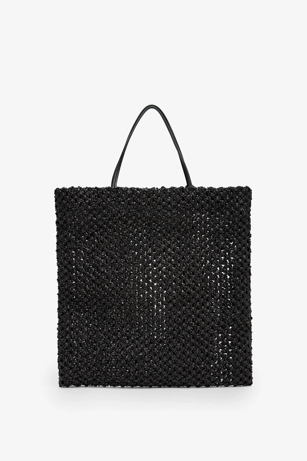  The Row Barn Mini Black Raffia Tote Bag 