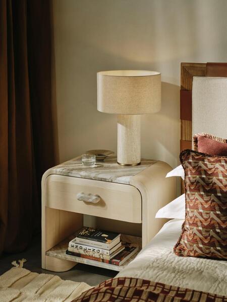  Soho Home Adria Bedside Table, Terra Bianca Marble 