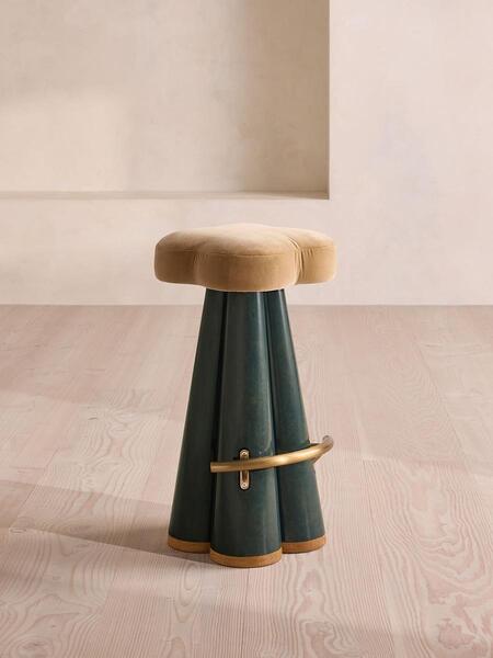  Soho Home Albany Barstool, Velvet, Camel, Uk 