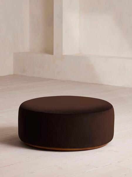  Soho Home Aline Ottoman, Velvet, Chocolate 