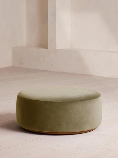  Soho Home Aline Ottoman, Velvet, Lichen 