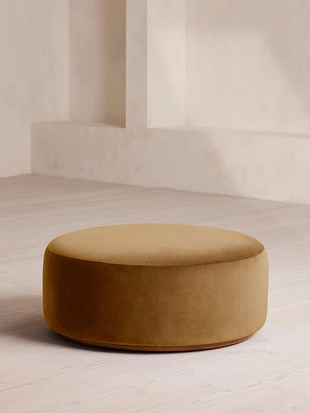  Soho Home Aline Ottoman, Velvet, Mustard 