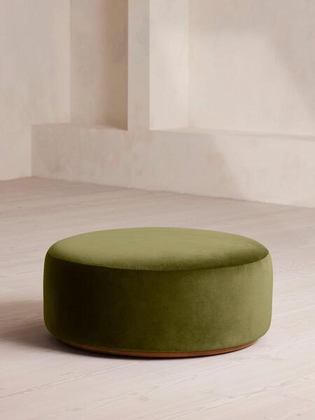  Soho Home Aline Ottoman, Velvet, Olive 