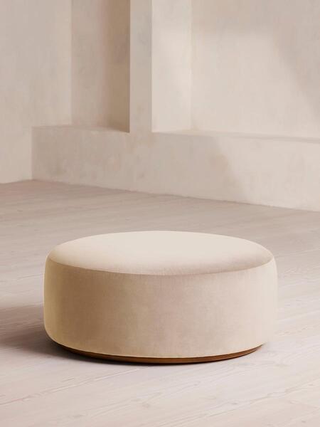  Soho Home Aline Ottoman, Velvet, Porcelain 