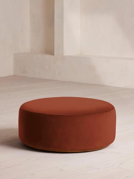  Soho Home Aline Ottoman, Velvet, Rust 