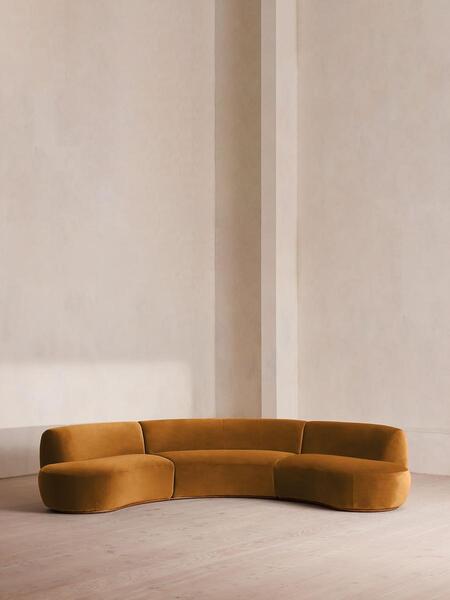 Soho Home Aline Serpentine Modular Sofa, Four Seater, Mustard Velvet, Uk 