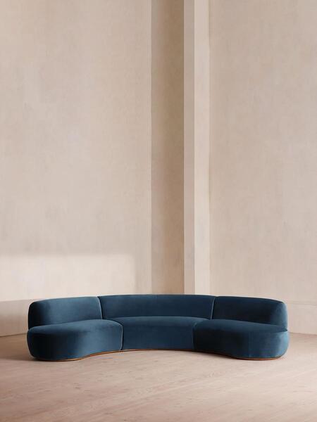  Soho Home Aline Serpentine Modular Sofa, Four Seater, Royal Blue Velvet, Uk 