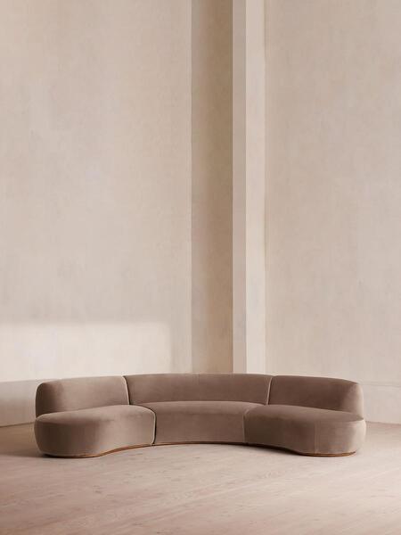  Soho Home Aline Serpentine Modular Sofa, Four Seater, Taupe Velvet, Uk 