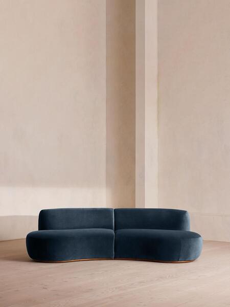  Soho Home Aline Serpentine Modular Sofa, Three Seater, Royal Blue Velvet, Uk 