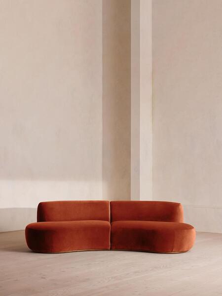  Soho Home Aline Serpentine Modular Sofa, Three Seater, Rust Velvet, Uk 