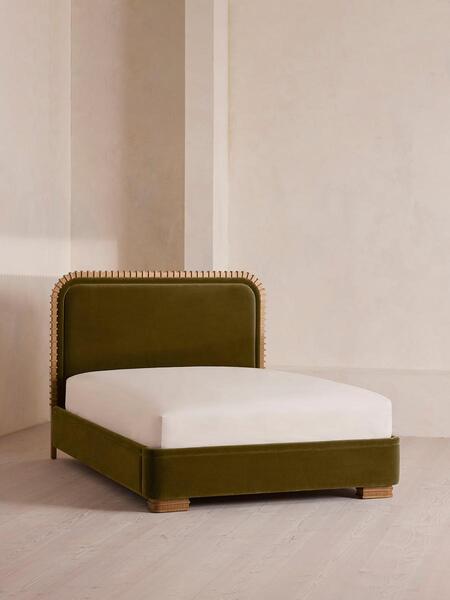  Soho Home Angus Bed, King, Velvet, Olive 