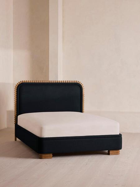  Soho Home Angus Bed, Super King, Linen, Indigo 