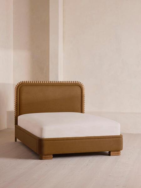  Soho Home Angus Bed, Superking, Linen, Ochre 