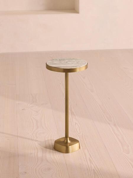  Soho Home Arlon Side Table, Terra Bianca Marble, Small 