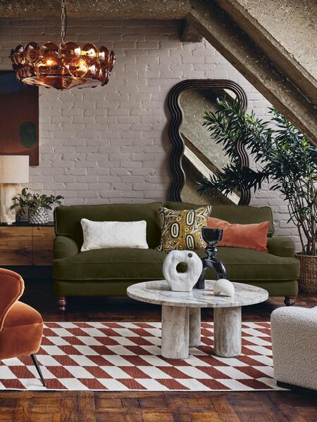  Soho Home Arundel Three Seater Sofa, Velvet, Olive 