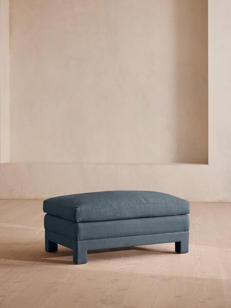  Soho Home Ashford Ottoman, Linen, Prussian Blue 