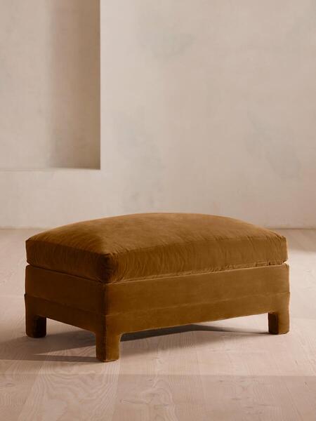  Soho Home Ashford Ottoman, Velvet, Mustard 