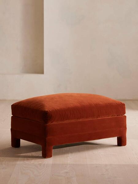  Soho Home Ashford Ottoman Velvet, Rust 