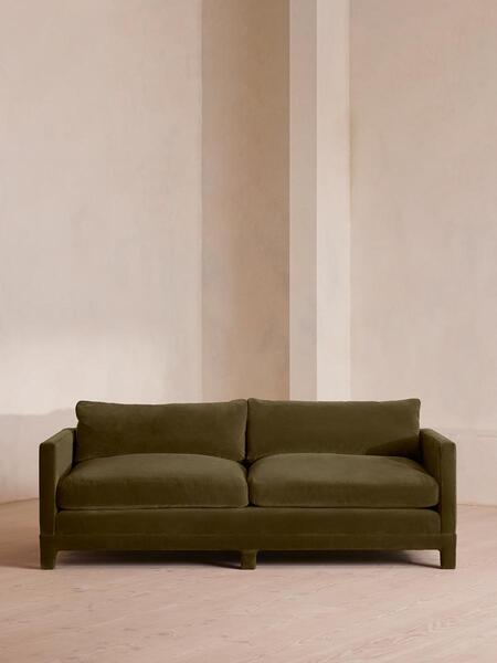  Soho Home Ashford Three Seater Sofa, Velvet, Olive 