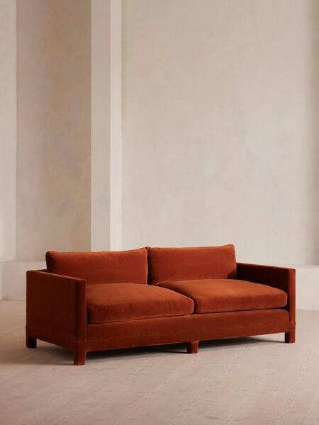  Soho Home Ashford Three Seater Sofa, Velvet, Rust 