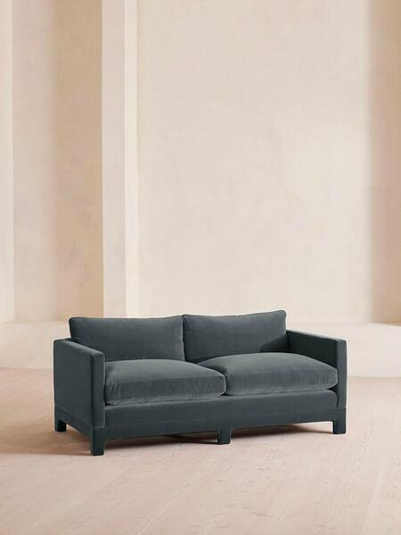  Soho Home Ashford Two Seater Sofa, Velvet, Grey Blue 