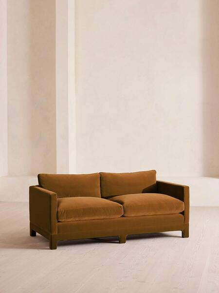  Soho Home Ashford Two Seater Sofa, Velvet, Mustard 