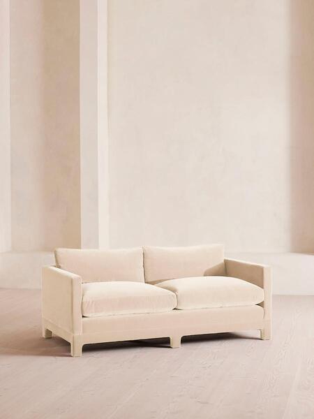  Soho Home Ashford Two Seater Sofa, Velvet, Porcelain 