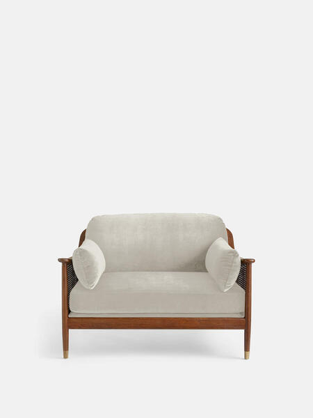  Soho Home Atlanta Loveseat, Velvet, Porcelain 
