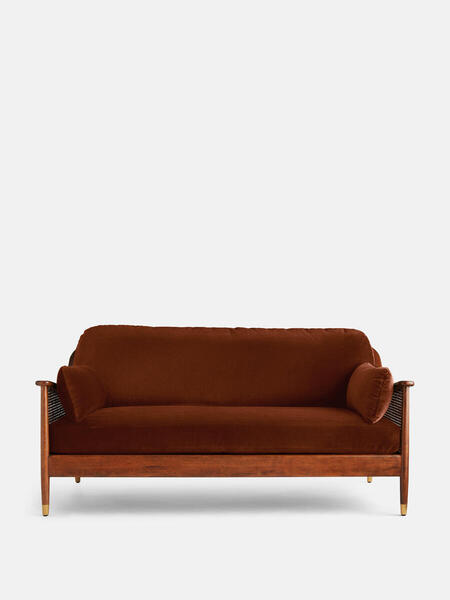  Soho Home Atlanta Three Seater Sofa, Velvet, Rust 