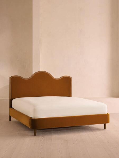  Soho Home Aubrey Bed, King, Velvet, Mustard 