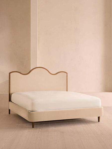  Soho Home Aubrey Bed, Super King, Velvet, Porcelain 