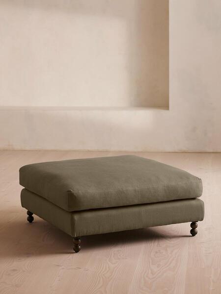  Soho Home Audrey Square Ottoman, Linen, Sage 