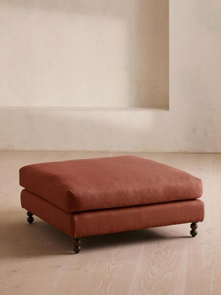  Soho Home Audrey Square Ottoman, Linen, Sienna 