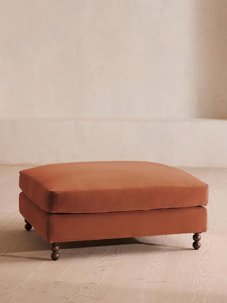  Soho Home Audrey Square Ottoman, Velvet, Antique Rose 
