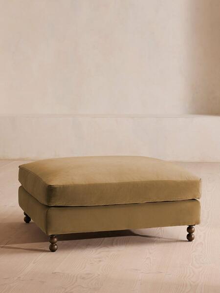  Soho Home Audrey Square Ottoman, Velvet, Camel 