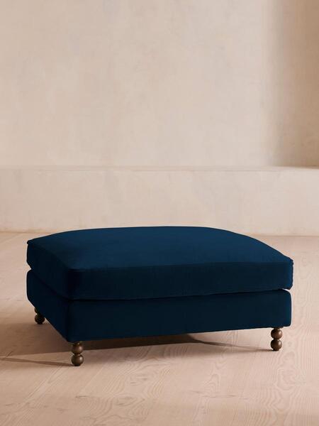  Soho Home Audrey Square Ottoman, Velvet, Royal Blue 
