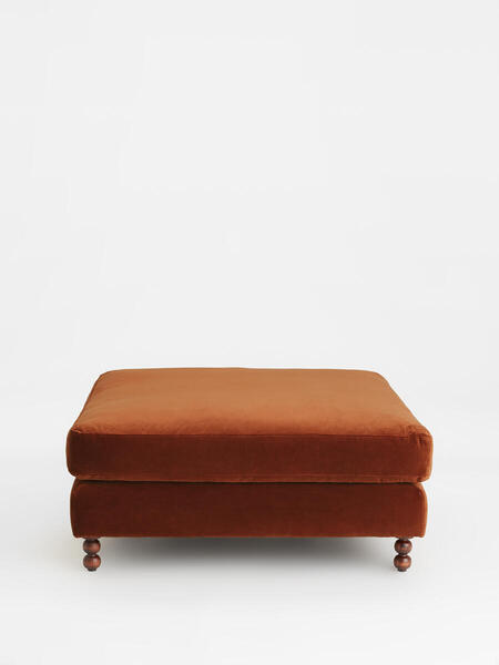  Soho Home Audrey Square Ottoman, Velvet, Rust 