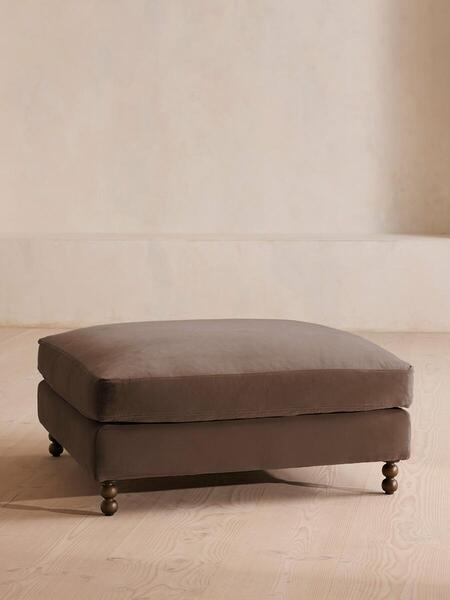 Soho Home Audrey Square Ottoman, Velvet, Taupe 