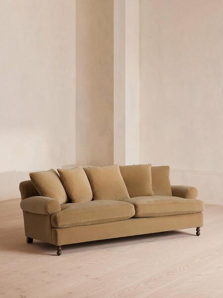  Soho Home Audrey Three Seater Sofa, Velvet, Camel 