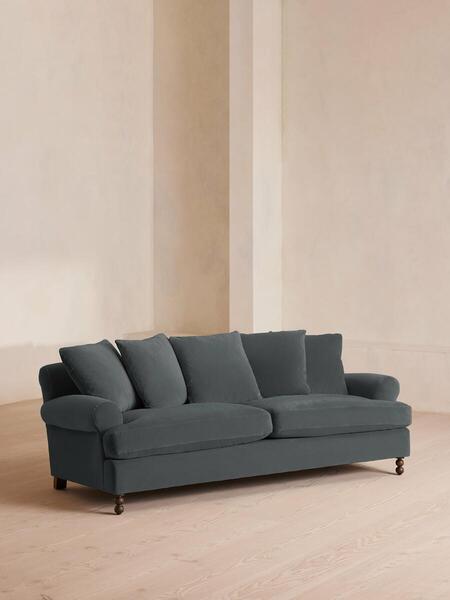  Soho Home Audrey Three Seater Sofa, Velvet, Grey Blue 