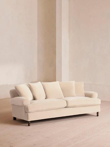  Soho Home Audrey Three Seater Sofa, Velvet, Porcelain 