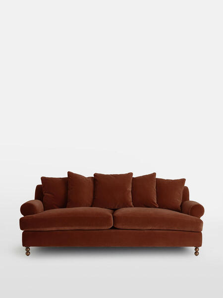  Soho Home Audrey Three Seater Sofa, Velvet Rust 
